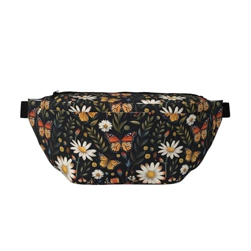 Running Waist Pack Vintage Butterfly Daisy Leaf 2-in-1 Fanny Pack and Crossbody Bag Hiking Daypack for Men Women Running Travel Hiking Daily Commute