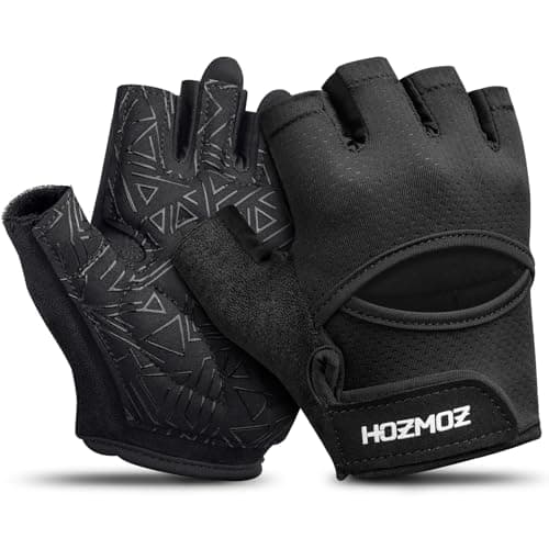 HOZMOZ Ventilated Weight Lifting Gloves, Thick Padded Workout Gym Gloves with Full Palm Protection & Grip & Shock Absorption for Women & Men's Fitness Exercise Training