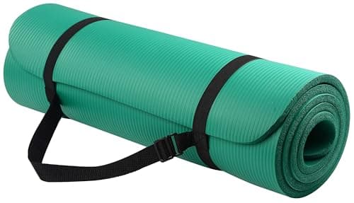 Fitvids 1/2-Inch Thick High Density Foam Exercise Yoga Mat with Carrying Strap, For Cushioning The Body Against Hard Floors, Green