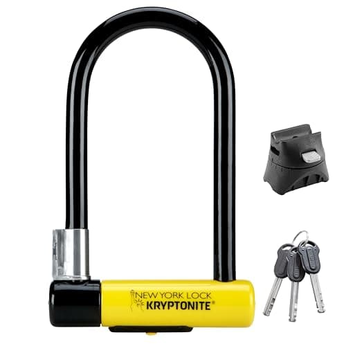 Kryptonite New York Standard Bike U-Lock, Heavy Duty Anti-Theft, 16mm Shackle with Mounting Bracket and Keys, Ultimate Security for Bicycles E-Bikes and Scooters.