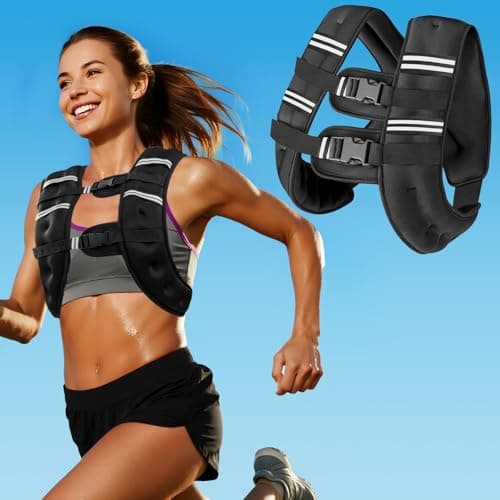 Zikopomi Weighted Vest with Two Adjustment Straps for Men Women, 8lbs/12lbs/16lbs/20lbs Weight Vest with Reflective Stripes for Workout, Strength Training, Running, Fitness, Muscle Building, Weight Loss+1