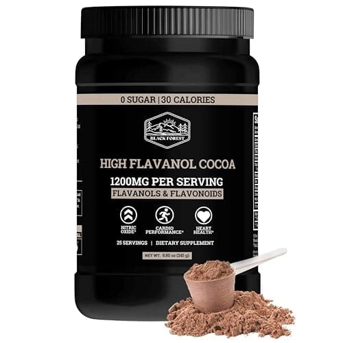 Black Forest High Flavanol Cocoa Powder (1200mg Flavanols & Flavonoids Supplements)10X More Flavanols (Epicatechin) Than Cocoa & 600mg of Epicatechin Supplement for Heart Health, Nitric Oxide & Energy