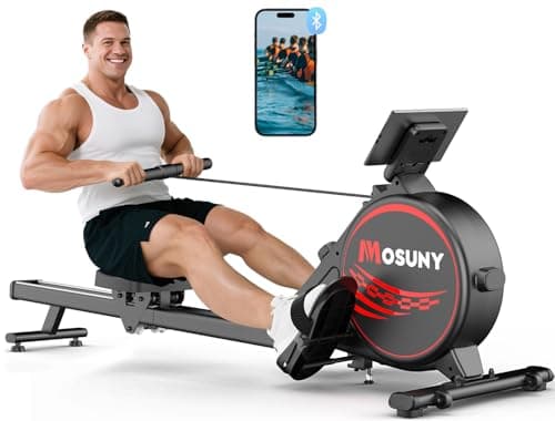 Rowing Machines for Home, 16-Level Adjustable Resistance, Magnetic Rowing Machine with App Supported, 350 lbs Weight Capacity, Upgraded Dual Slide Rails with Data Display Screen