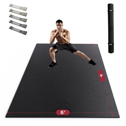 HAPBEAR Extra Large Exercise Mat-6'x9'x8mm(1/3 inch), Non-Slip, Ultra Durable, Thick Workout Mats for Home Gym Flooring Cardio, Yoga Mats for Fitness, High-Density Exercise Mat, Shoes-Friendly