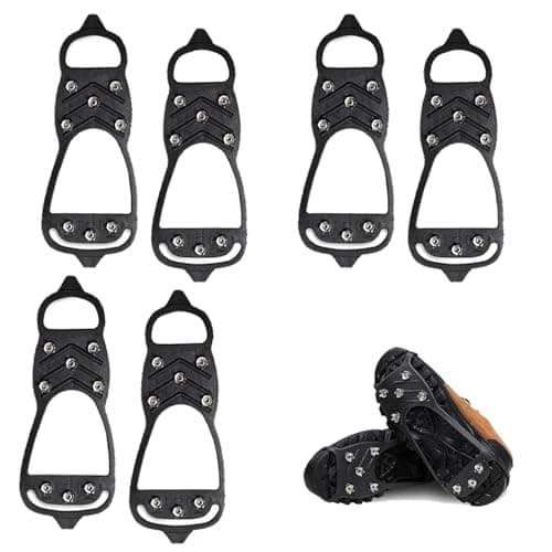 2 Pairs Non Slip Gripper Spike Ice Traction Cleats 8 Steel Studs Crampon，Ice Cleats for Shoes and Boots,Ice & Snow Grippers Walk Traction Cleat Durable，Winter Hiking Climbing Ice Fishing,Anti-Slip (2)