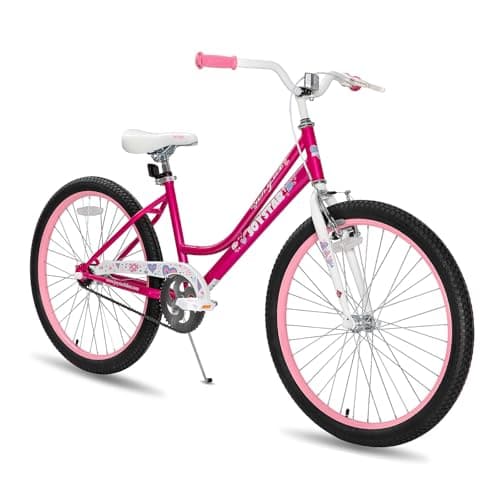 JOYSTAR 24 Inch Girls Bike Ages 8-12 Years Old 24 Inch Bike for Kids Children Bicycle with Handbrake in Fuchsia