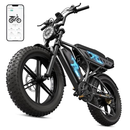 TST Electric Bike for Adults, 1500W Peak Motor 28 MPH 60 Miles Fat Tire E Bike with 48V 15Ah Dual Battery 20" Electric Dirt Bike Full Suspension, Black