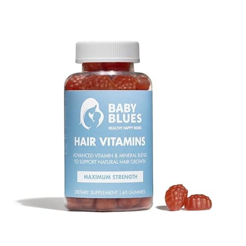 Baby Blues Postpartum Hair Loss Vitamins & Gummies for Women, Biotin & Collagen for Hair Growth Support, Thinning Hair Support, Thicker Fuller-Looking Hair, Hair Skin & Nails, Postnatal, 60 Count