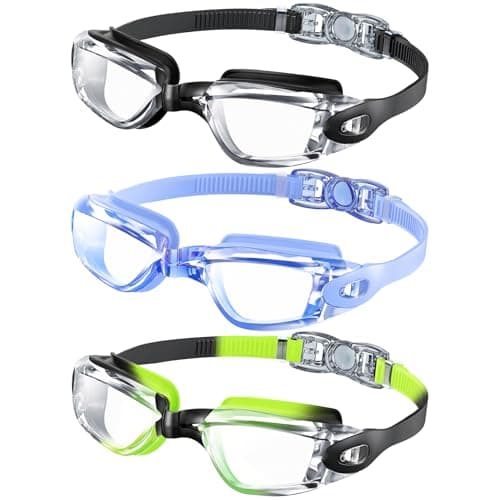 NSSIW Kids Goggles for 4-16, Kids Swimming Goggles Anti Fog No Leaking, 3 Pack Swim Goggles for Boys Girls Youth