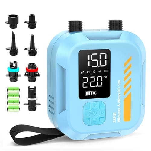 Rafeox Electric Paddle Board Pump Portable, 22 PSI Rechargeable Electric SUP Air Pump, Intelligent Dual Stage Inflation & Deflation, Auto-Off, for Paddle Boards, Kayak, Kite, Tent