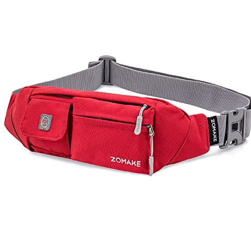 ZOMAKE Small Crossbody Fanny Pack for Women Men, Mini Runners Belt Bag with Adjustable Strap, Fashion Water Resistant Waist Bag for Running Travel Hiking Carrying All Phones(Wine Red)