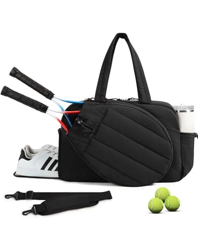 BAGSMART Tennis Gym Bag for Women, Tennis Backpack Holds 2 Rackets with Shoe Compartment, 15.6" Laptop Gym Backpacks for Court, Off-work, Everyday & Overnight Weekend, Tennis Gym Bag/Black
