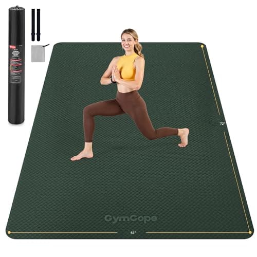 GymCope Extra Large Yoga Mat – 72"x48" or 78"x57", Non-Slip TPE Exercise Mat for Women & Men, Available in 1/4" to 1/2" Thickness, for Home Gym, Yoga, Pilates & Barefoot Workouts, with Towel, Straps & Carry Bag