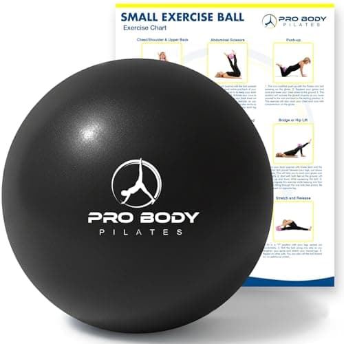 ProBody Pilates Small Exercise Ball - 9 Inch Workout Ball for Stability, Barre, Yoga, Core & Physical Therapy, Home Gym & Office Use (Black)