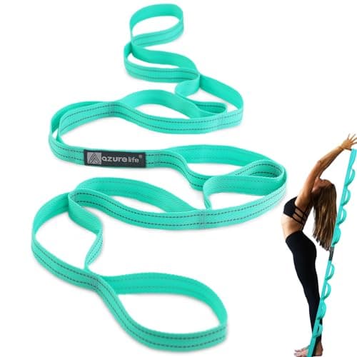 A AZURELIFE Premium Durable Stretch Straps with Loops, Stretching Strap for Physical Therapy, Multi-Loop Yoga Strap Fitness Exercise Strap for Yoga, Pilates, Dance, Flexibility&Exercise