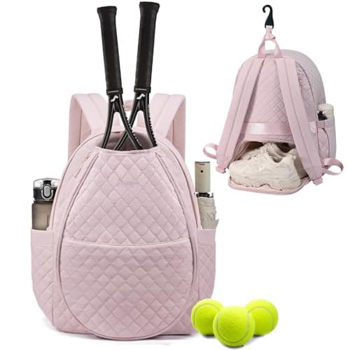 Sucipi Tennis Bags for Women, Quilted Tennis Racket Bag with Shoe Compartment, Large Capacity Tennis Backpack for Tennis Racquet, Pickleball Paddles, Badminton