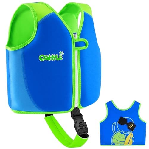 OSHYLE Kids Swim Vest with Crotch Strap - Neoprene Swim Trainer Vest for Toddlers 1-9 Years, Boys & Girls Swim Trainer with Adjustable Straps (Blue, S(1-3))