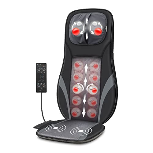Snailax Shiatsu Back Massager with Heat -Deep Kneading Massage Chair Pad with Adjustable Intensity, Shiatsu Chair Massager to Relax Full Body Muscle，Gift for Mother