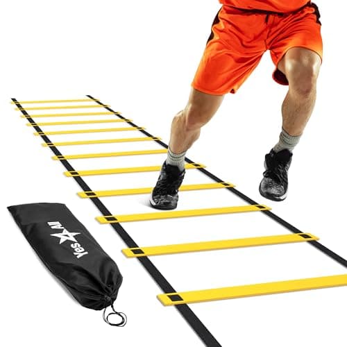 Yes4All Agility Ladder – Adjustable Speed & Agility Training Equipment for All Ages - Durable, Portable Speed Ladder, Multiple Colors & Rungs, Yellow, 12 Rungs
