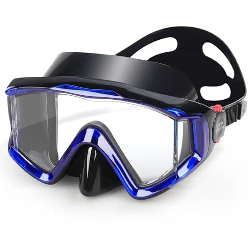 Snorkeling Diving Mask, Ultimate Pano 3 Swim Mask Anti-Fog Snorkel Mask Goggles with Nose Cover Adults & Youth for Diving, Snorkeling and Swimming (Blue)