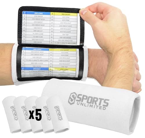Sports Unlimited Adult Triple Wrist Coach, Football Wristbands for Plays, Baseball Wristbands, QB Arm Bands