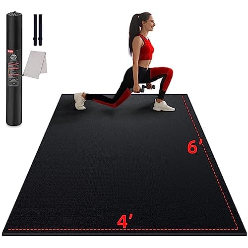 GymCope Large Exercise Mat for Home Workout,12‘x6’/10'x6'/9'x6'/8'x6'/7'x5'/6'x4' (7mm) Extra Thick Workout Mat, High-Density Gym Mat for Cardio, Jump Rope, MMA, Weights (Shoe-Friendly)