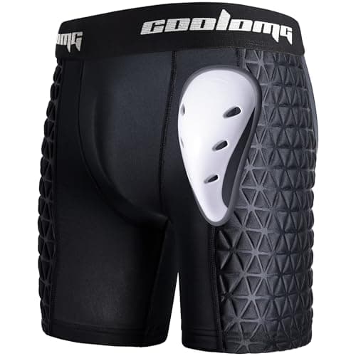 COOLOMG Mens Adult Baseball Sliding Shorts with Athletic Cup Padded Slider Short for Softball Football Lacrosse Black M