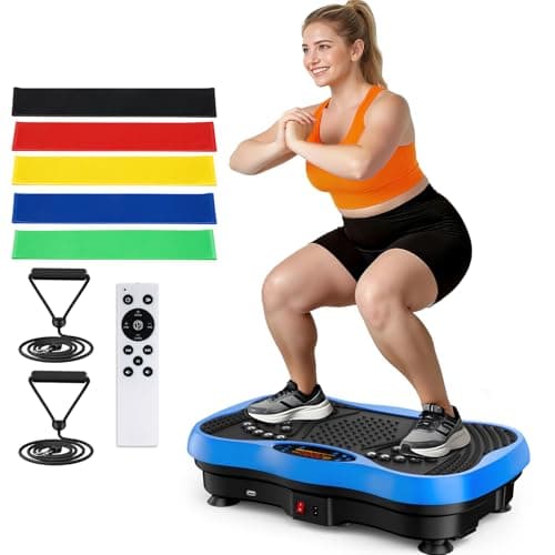 Vibration Plate Exercise Machine, 130 Levels Shake Fitness Vibrating Platform for Lymphatic Drainage Weight Loss, Bluetooth Fat Burner for Women Men, Blue