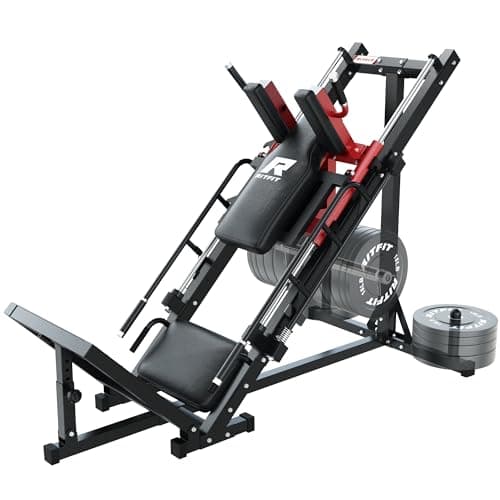 RitFit Leg Press Hack Squat Machine, Professional Adjustable Leg Press Machine for Home Gym with Linear Bearing, Specialty Hack Squat Machine for Full Lower Body Workout with Weight Storage Posts, Red