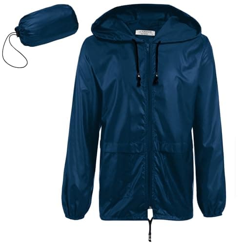 COOFANDY Men's Rain Jacket with Hood Waterproof Lightweight Packable Raincoat