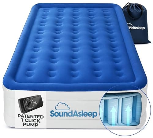 SoundAsleep Dream Series Luxury Air Mattress with ComfortCoil Technology & Built-in High Capacity Pump for Home & Camping- Double Height, Adjustable, Inflatable Blow Up, Portable - Queen Size