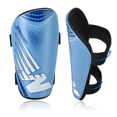 Shin Guards Soccer Youth Kids - Shin Guard for Boys Girls Teenagers 2-18 Years Old - Football Shin Pads Protection Equipment with Adjustable Straps - Blue, S