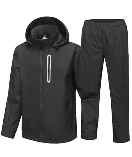 SWISSWELL Men's Waterproof Golf Rain Suit Rain Gear Jacket and Pant Outdoor Lightweight Hooded Raincoat S-5XL Black 5XL