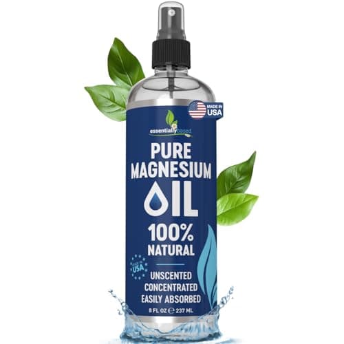 Pure Magnesium Oil Spray 8oz - Topical Magnesium Spray for Sleep & Feet - Extra Strength - USP Grade - 100% Natural and Organic Oil for Muscle Pain & Cramps - Less Sting - Less Itch - Made in USA