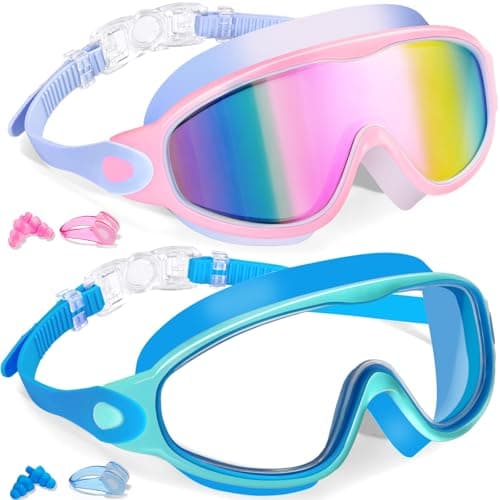 Keary 2 Pack Swim Goggles for Kids 3-15 4-7 6-14 8-14 Kids Swimming Goggles Age 4-16 8-12 for Boys Girl Youth Toddler Children Pool Water Goggle Anti Fog UV Protection Clear Wide View Waterproof