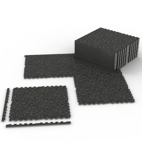 Mikolo 0.56 Inch Thick Gym Flooring for Home Gym, 36 Tiles Exercise Equipment Mats with EVA Foam and Rubber Top, Interlocking Puzzle Rubber Gym Flooring, Protective Flooring Mat