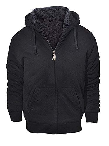 GEEK LIGHTING Hoodies for Men Heavyweight Fleece Sweatshirt - Full Zip Up Thick Sherpa Lined All black 3XL