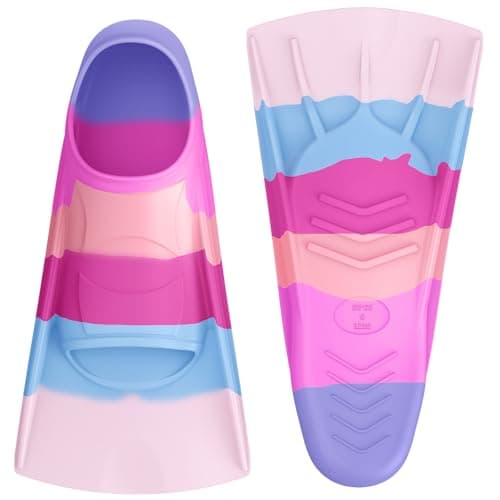Gintenco Swim Fins, Kids Swim Training Fins for Lap Swimming, Travel Size Flippers with Mesh Bag, Silicone Swimming Fins for Kids Teens Adults Women Men (CH08, S(Jr 2-3/US Women 3-5))