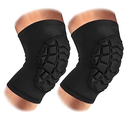 SZKANI Knee Pads Compression Leg Sleeve Knee Sleeve for All Sports Wrestling Protector Gear, Youth & Adult Sizes, 1 Pair of Knee Paded(Short Sleeve,Black_L_2 Pack)