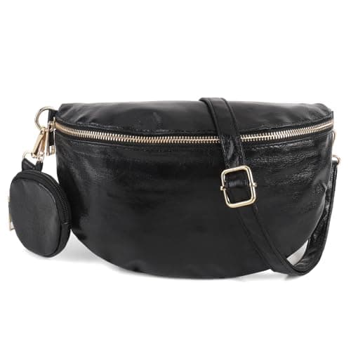 Black Crossbody Bags For Women, Large Capacity Fashionable Fanny Pack Matching Mini Purse