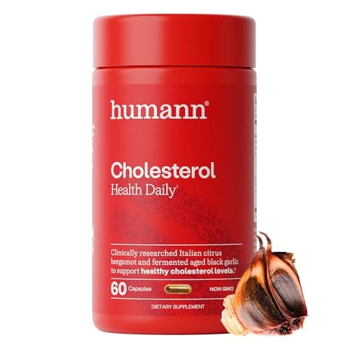 Humann Cholesterol Health Daily, Aged Black Garlic Extract & Citrus Bergamot, Cholesterol & Lipid Support Supplement, 60 Capsules
