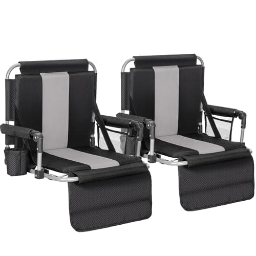 ALPHA CAMP Stadium Seats for Bleachers with Armrests - Thick Padded Bleacher Chairs with Back Support, Extra Wide Stadium Chair for Sports Events, Portable with Shoulder Straps & Pockets,2PC