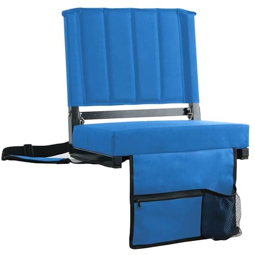 SPORT BEATS Stadium Seats with Back Support Bleacher Chairs with Back and Cushion Thick Padded Bleacher Seats Includes Shoulder Strap Blue 2pcs Standard