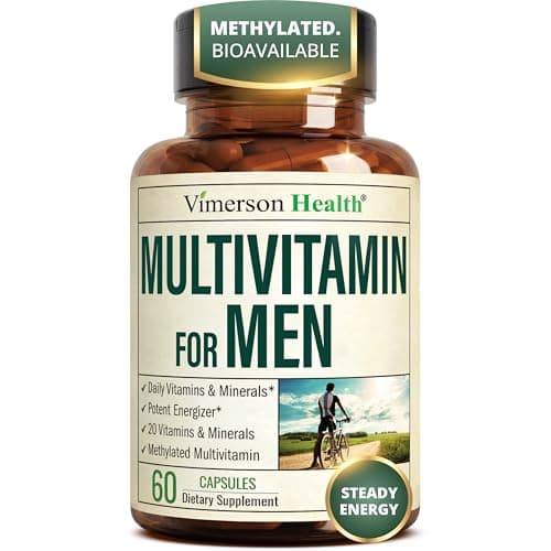 Multivitamin for Men with Methylated Vitamins and Chelated Minerals for Energy, Focus and Immune Health – Premium Daily Mens Multivitamins & Multiminerals – 60 Capsules