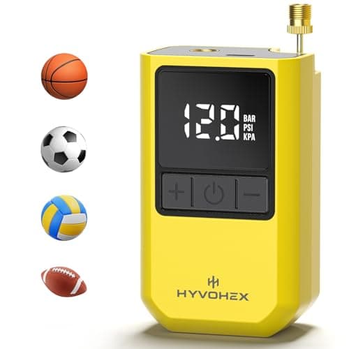 Ball Pump for Sports Balls, HYVOHEX Portable Electric Basketball Pump Ultra Fast Inflation, with Digital LED Display Air Pump for Balls, Preset Pressure with Ball Needle for Soccer, Volleyball