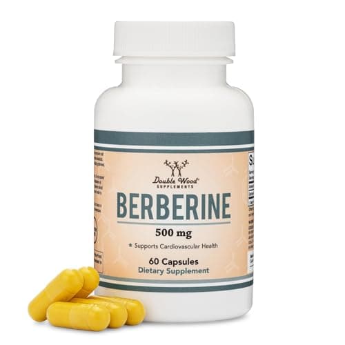 Berberine Supplement 500mg, High Purity 97% HCl, 60 Capsules (Third Party Tested, Non-GMO, Gluten Free, Vegan Safe) AMPK Activator - Berberine HCL for Cardiovascular Health by Double Wood