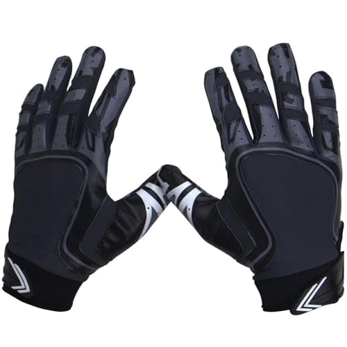 Pure Athlete Football Wide Receiver Gloves - Elite Sticky Grip Gloves, Drip Gear for WR and Defensive Backs - Adult, Youth, Men and Boys (Black, Adult Large)