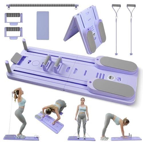Pilates Board-Pilates Reformer Set 6 in 1 Multifunctional Abdominal Pilates Board for Home Workout Equipment, Foldable Pilates Portable Reformer Machine, Ab Board Trainer for Women