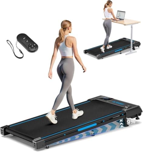 FOUSAE Walking Pad Treadmill, 6.2MPH Under Desk Walking Pad with 9% Incline, Treadmills for Home with Double Frame, 2.5HP Brushless Drive, 12 HIIT Programs, Remote Control, 330LBS Capacity