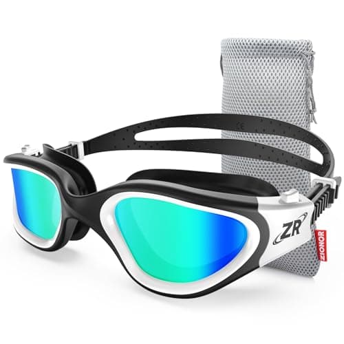 ZIONOR Swim Goggles, G1 Polarized Swimming Goggles UV Protection Anti-fog Adjustable Strap for Adult Men Women (Polarized Light Mirror Gold Lens)